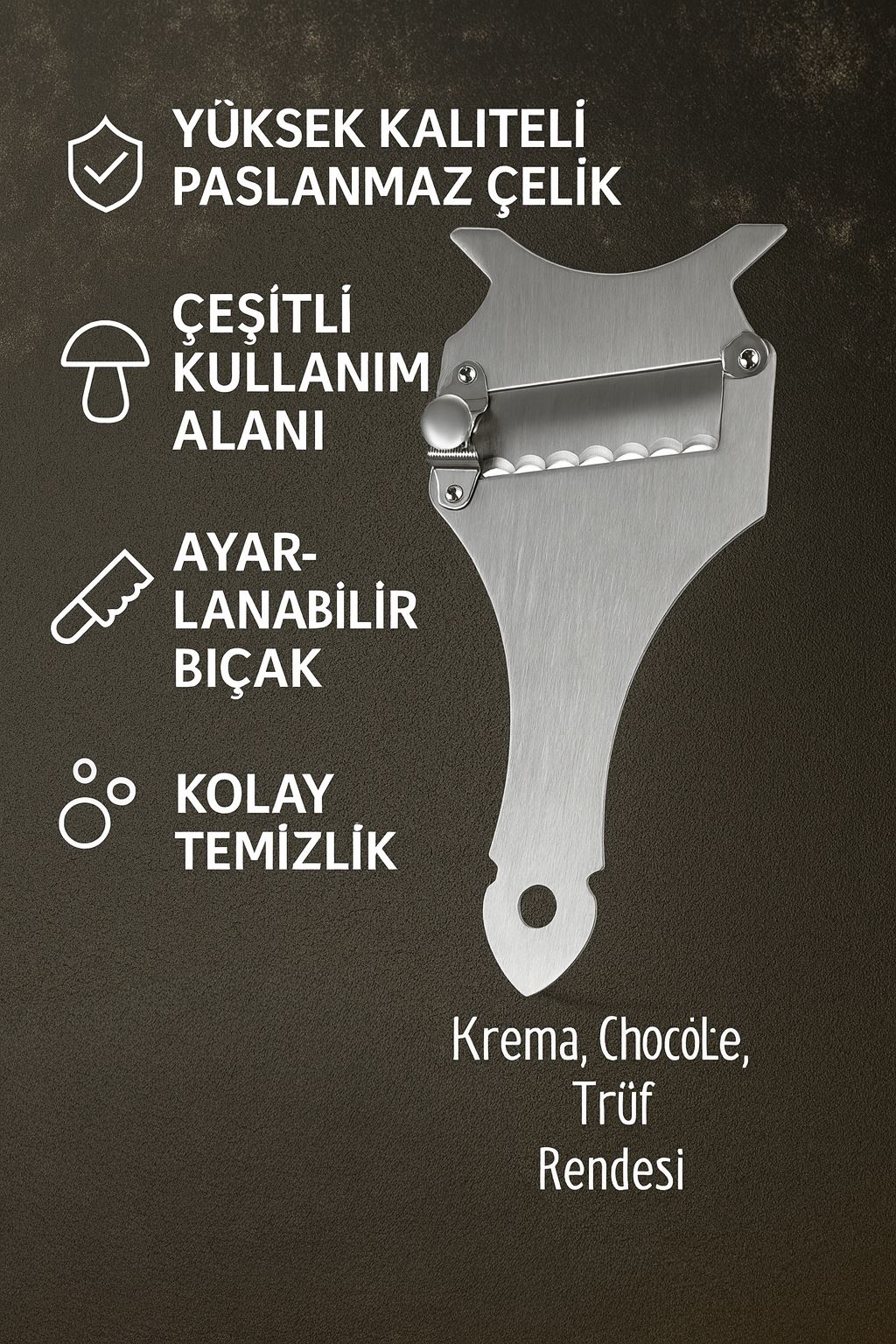 Çelik Mantar Dilimleyici Peynir Çikolata Dilimleyici Trüf rendesi cin970