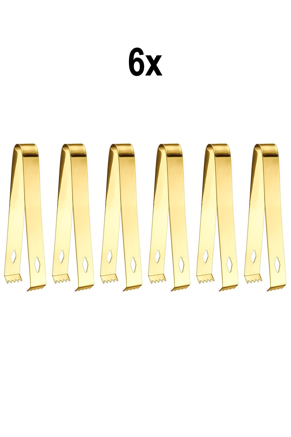 6 Adet Çelik 16,2 cm Gold Buz Ve Şeker Maşası mt128sr-6