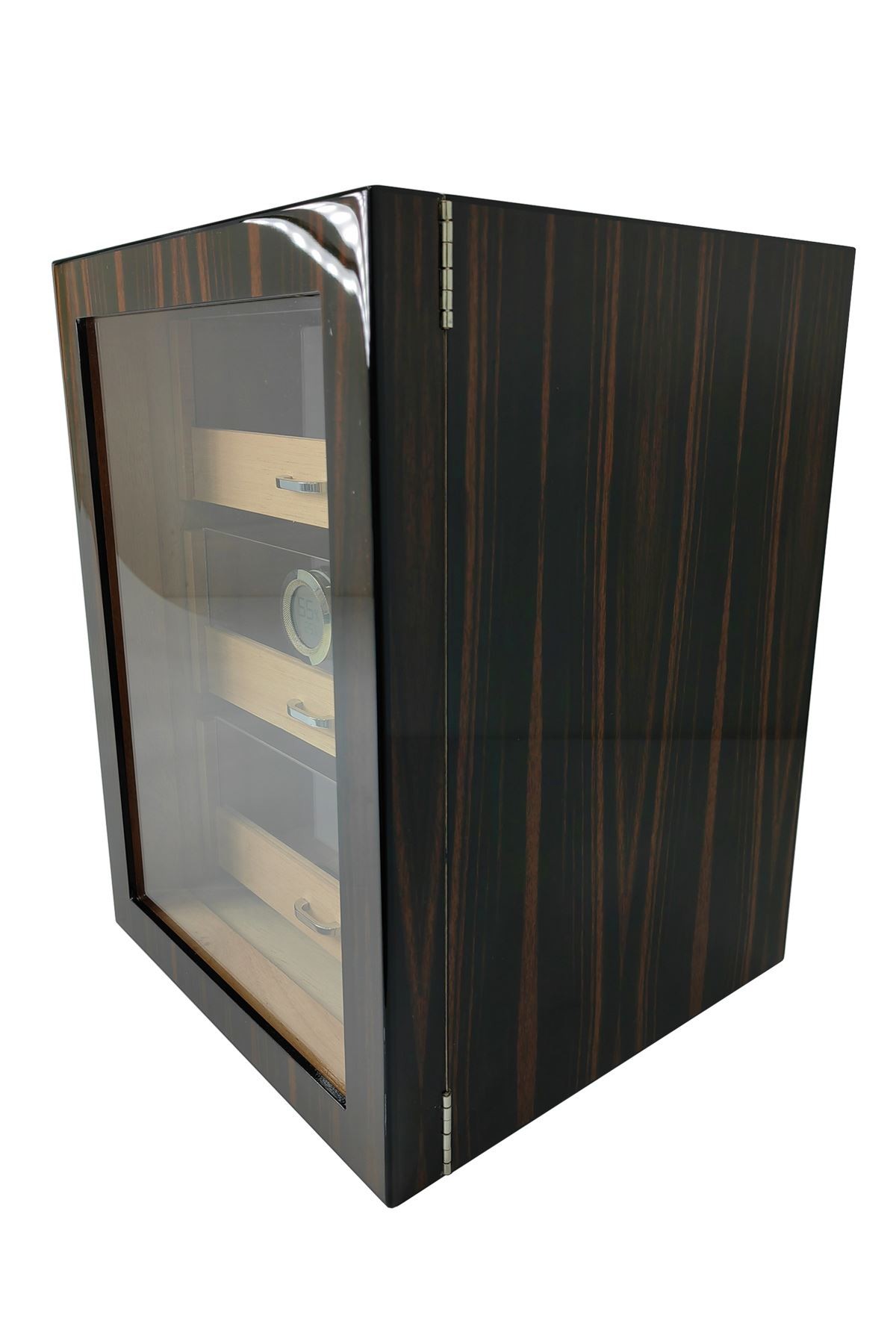 Falconetti Çekmeceli 3 Katlı Kahverengi Önü Camlı Sedir Humidor Puro Kutusu rc77