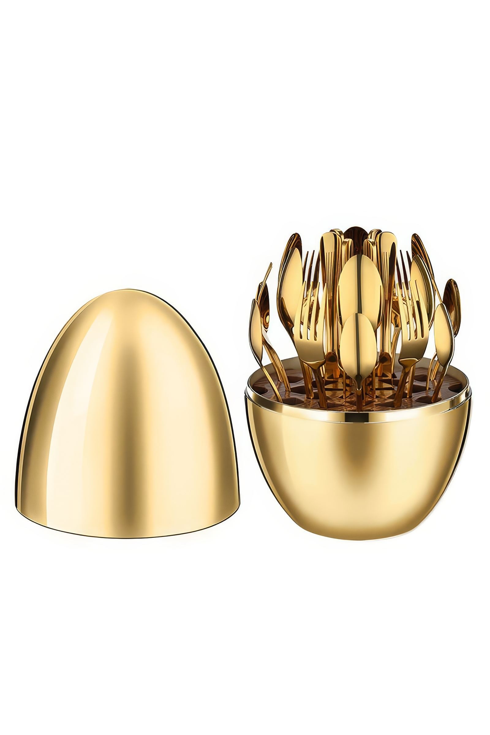 Çelik 24 Parça 6 Kişilik Yumurta Gold Yemek Kaşık Çatal Bıçak Set cin741sr