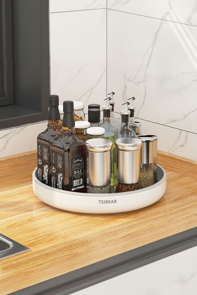 360° Dönen 25 cm Mutfak Kiler Banyo Düzenleyici Döner Raf cin876