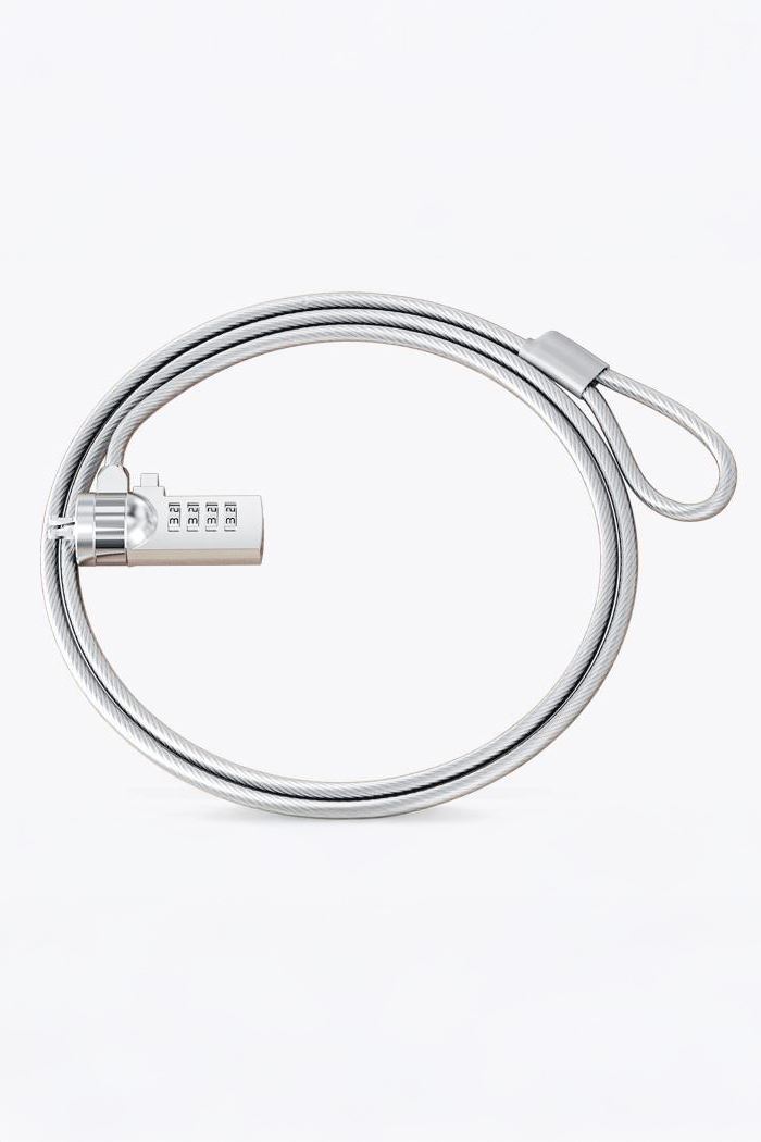 Silver 18 mm 4 Hane Şifreli Laptop Dizüstü Bilgisayar Kilidi Kablo Kilit cin541