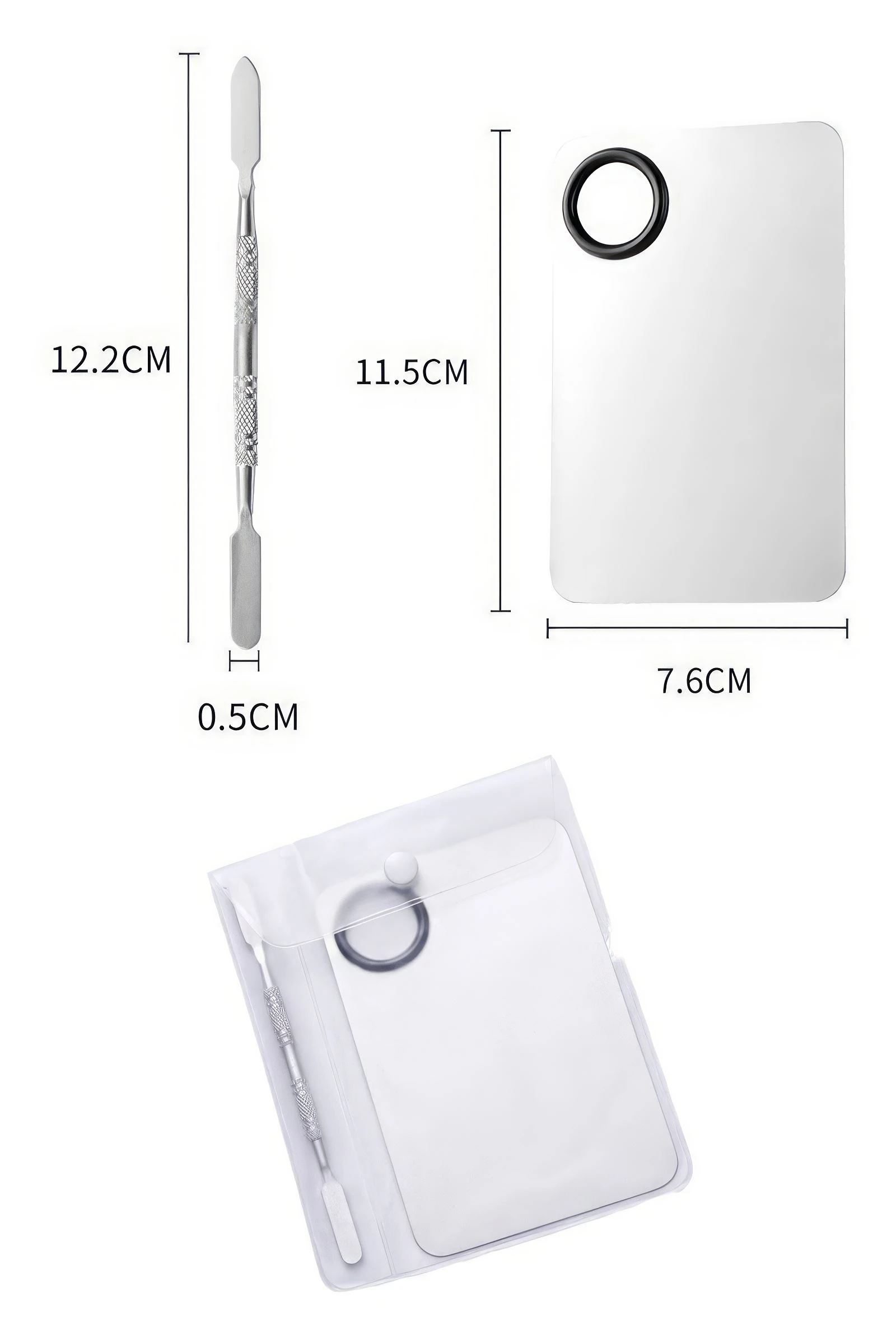 2 Parça Aynalı Çelik Makyaj Fondöten Krem Karıştırma Spatula Palet Set cin906