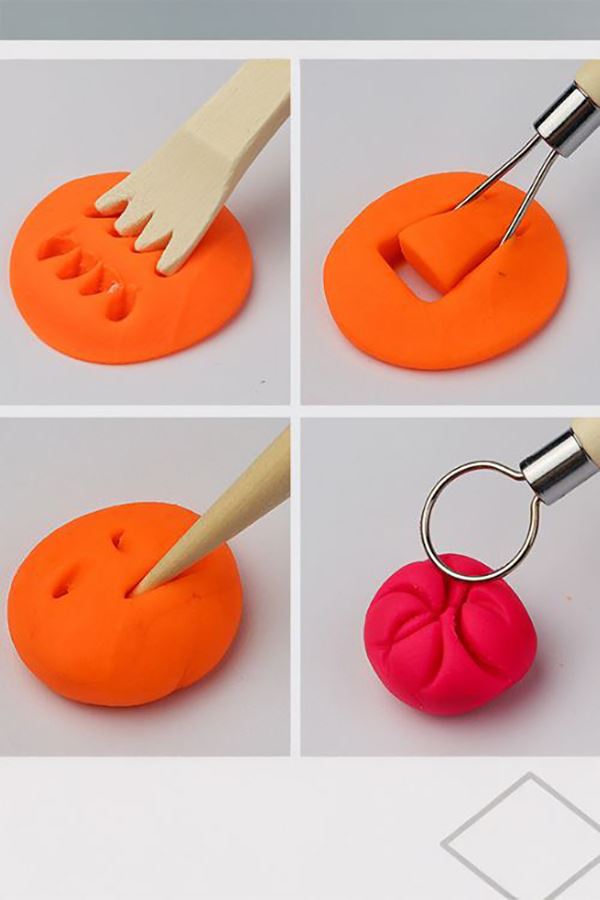 5 Parça Ebeşuar Seramik Kil Çömlek Heykel Ahşap Modelleme Oyma Seti cin659