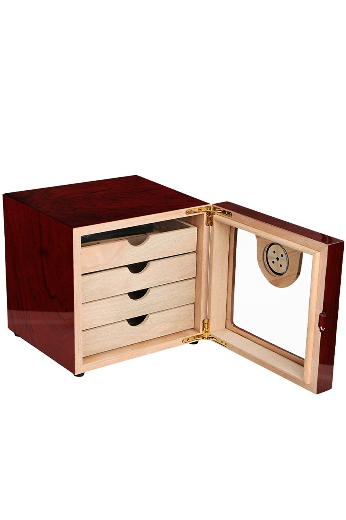 Falconetti 4 Katlı Kırmızı Camlı Humidor Puro Kutusu rc13