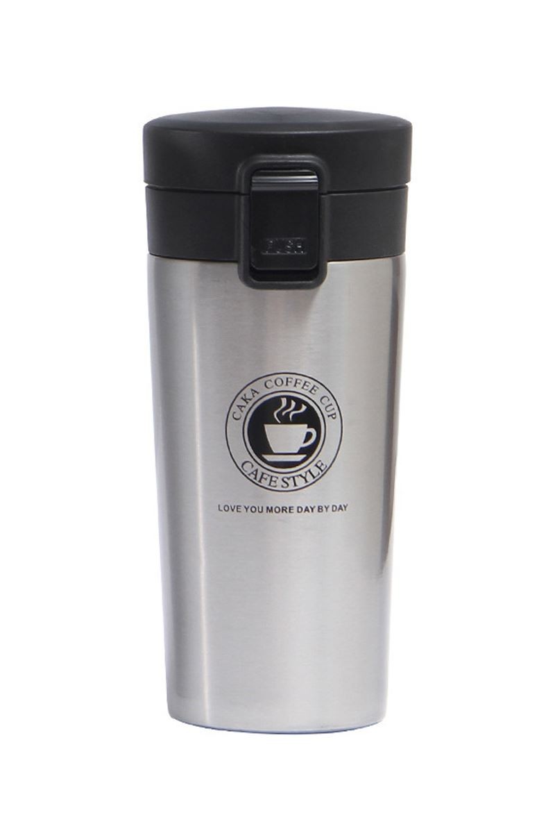 Kilitli 304 L Çelik Gri 500 ml Kahve Termos Mug cin406gr