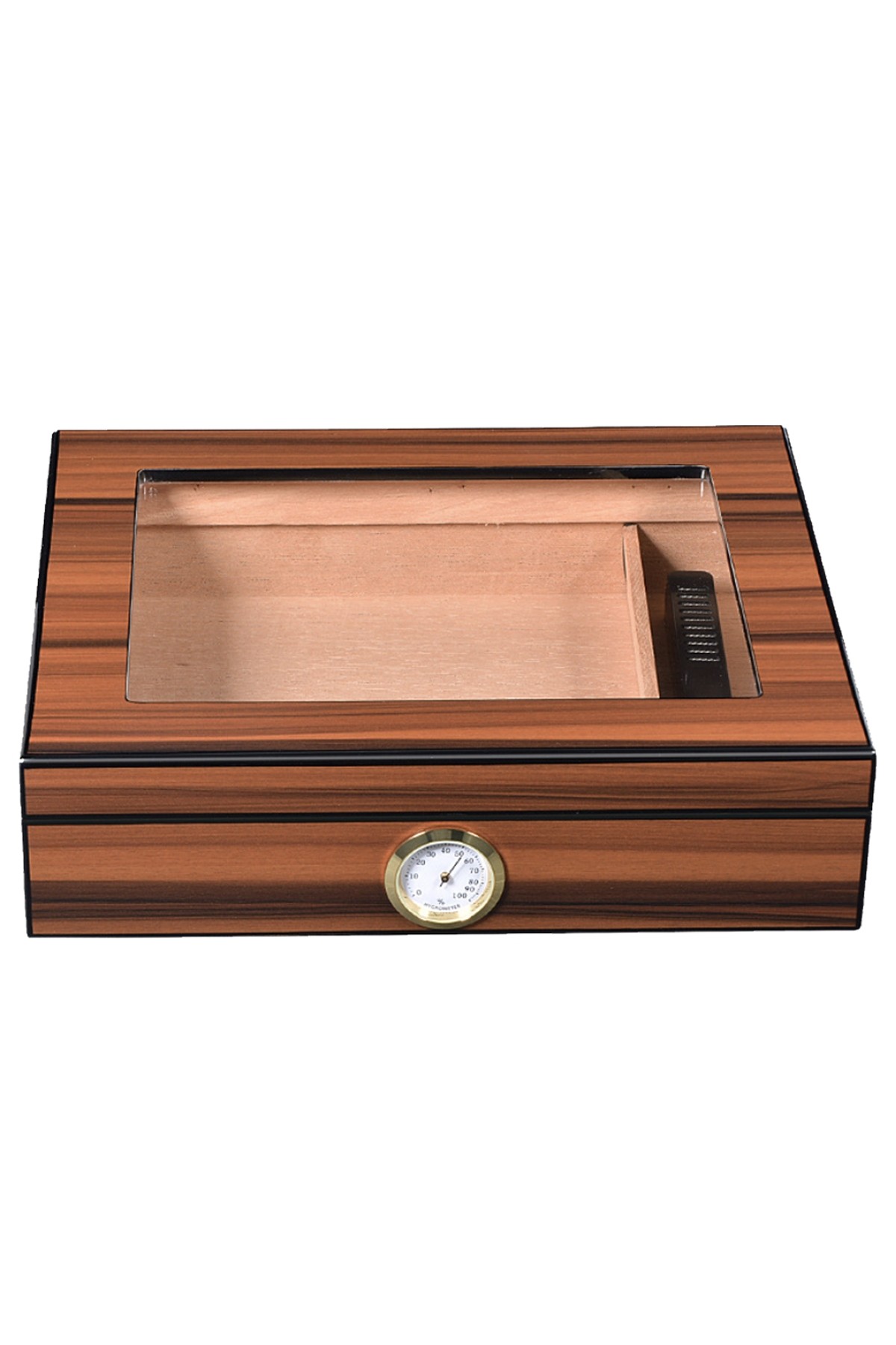 Cigarol Parlak Kahverengi Camlı Humidor Puro Kutusu rc09