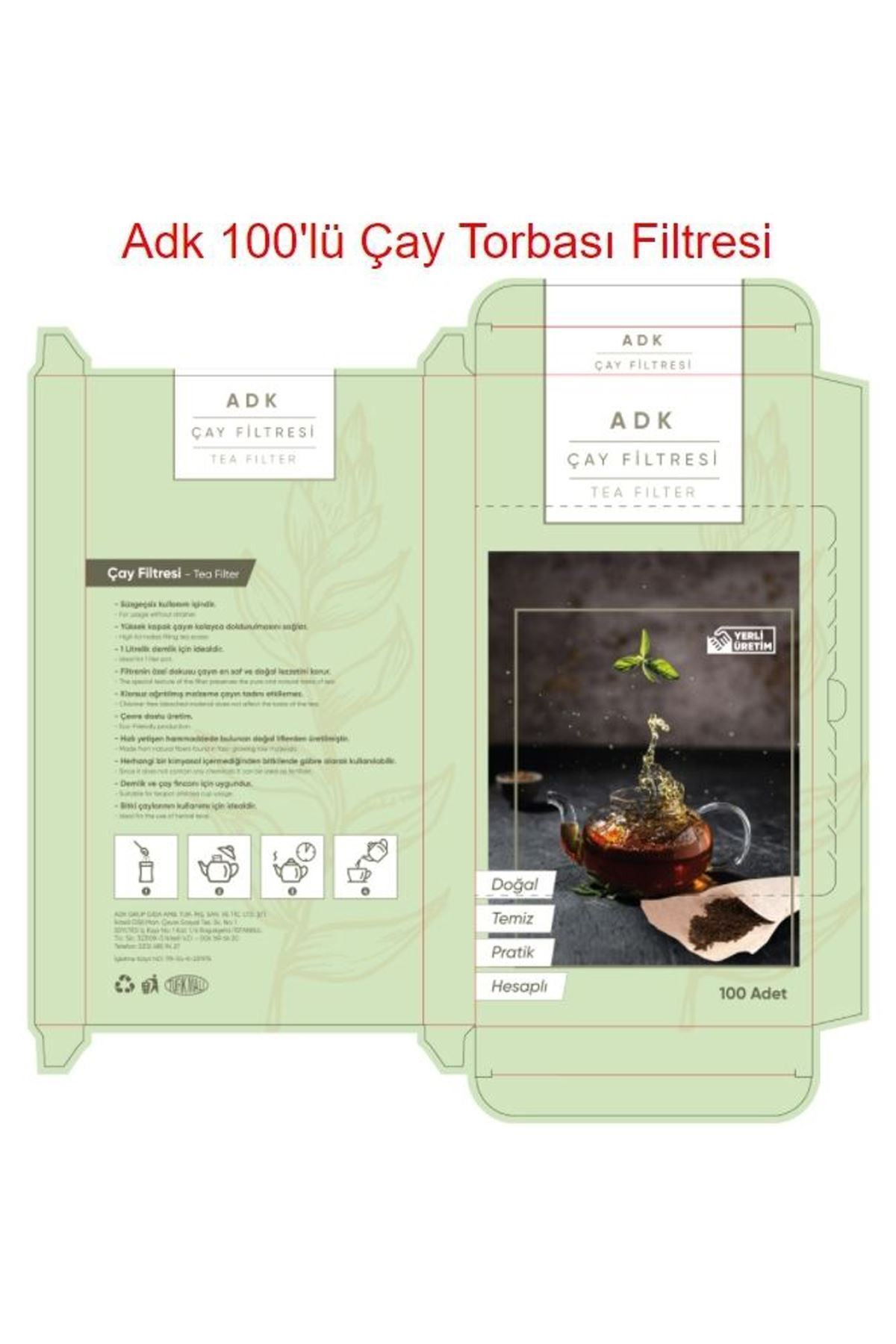 ADK 5 Paket 100 lü 500 Adet Çay Filtresi Torbası Demlik Filtre cin354-5