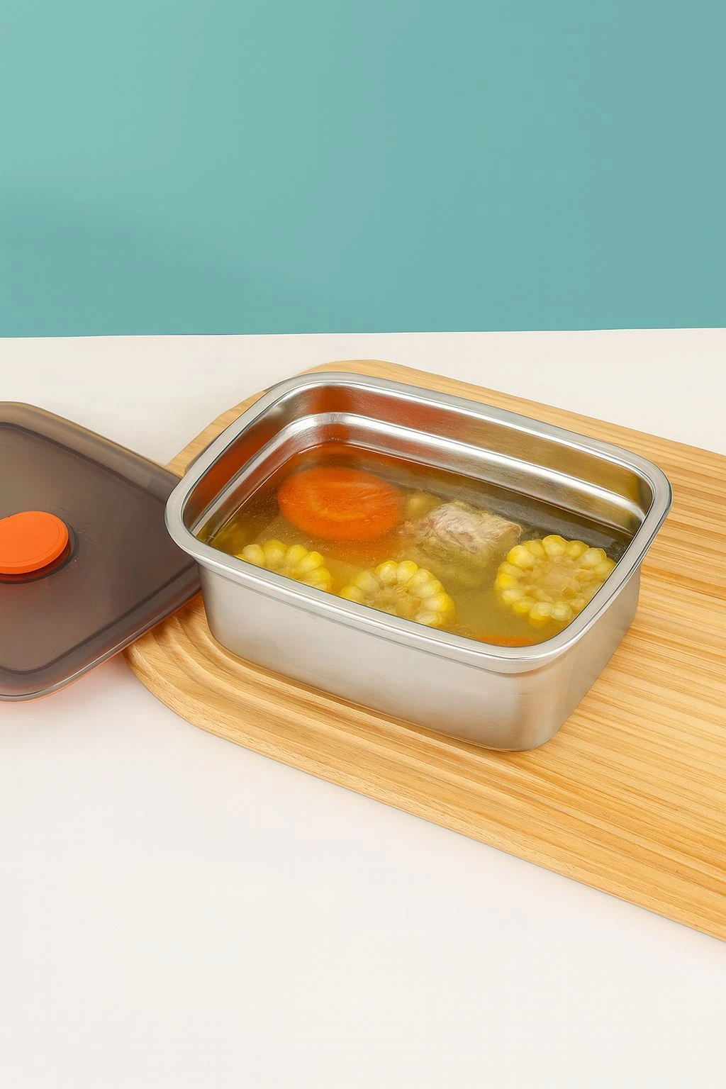 3 Adet Çelik 1200-1500-2200 ml Yemek Meyve Et Buzdolabı Beslenme Saklama Kabı 