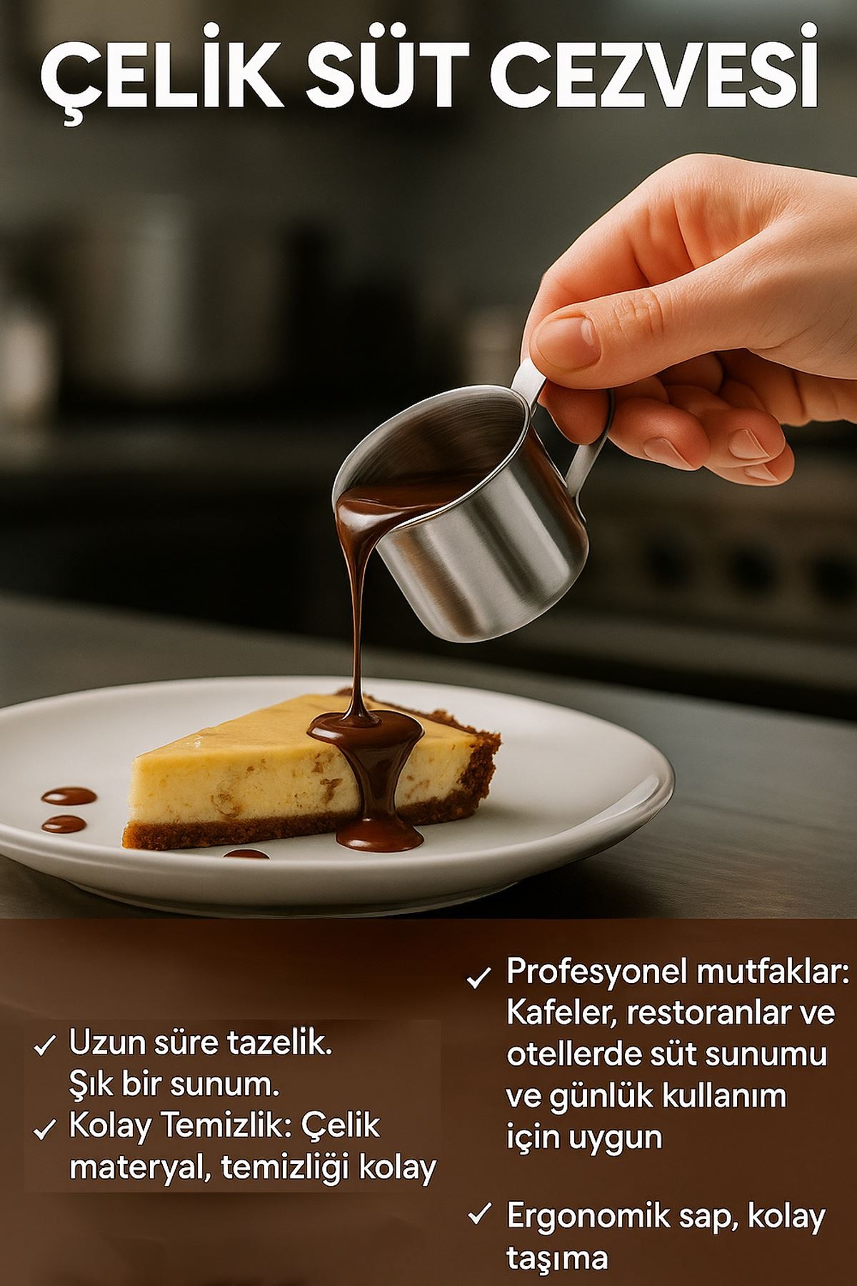 Çelik 50 ml Mini Kahve Süt Sos Krema Sürahisi Potu Sütlük mt188