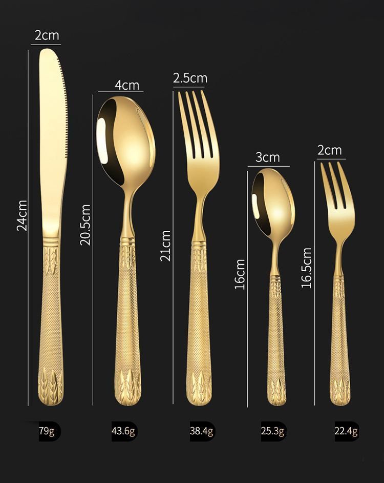 30 Parça 6 Kişilik Gold Çelik Yemek Kaşık Çatal Bıçak Seti mt226sr