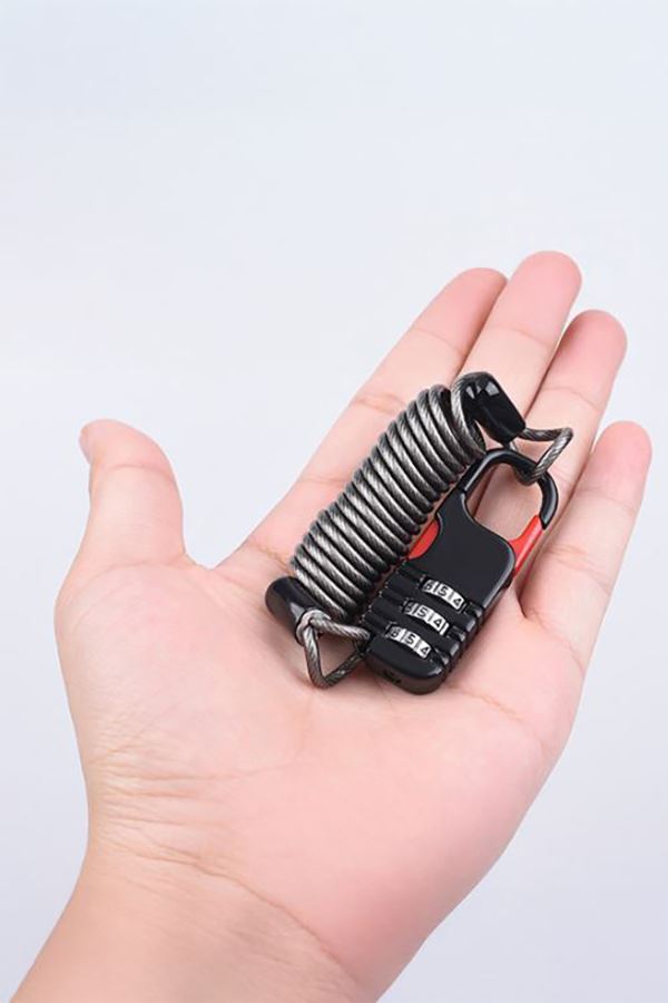 Siyah 3 Haneli Sıfırlanabilir Şifreli Yay Kablo Dolap Bagaj Kilidi cin543sy