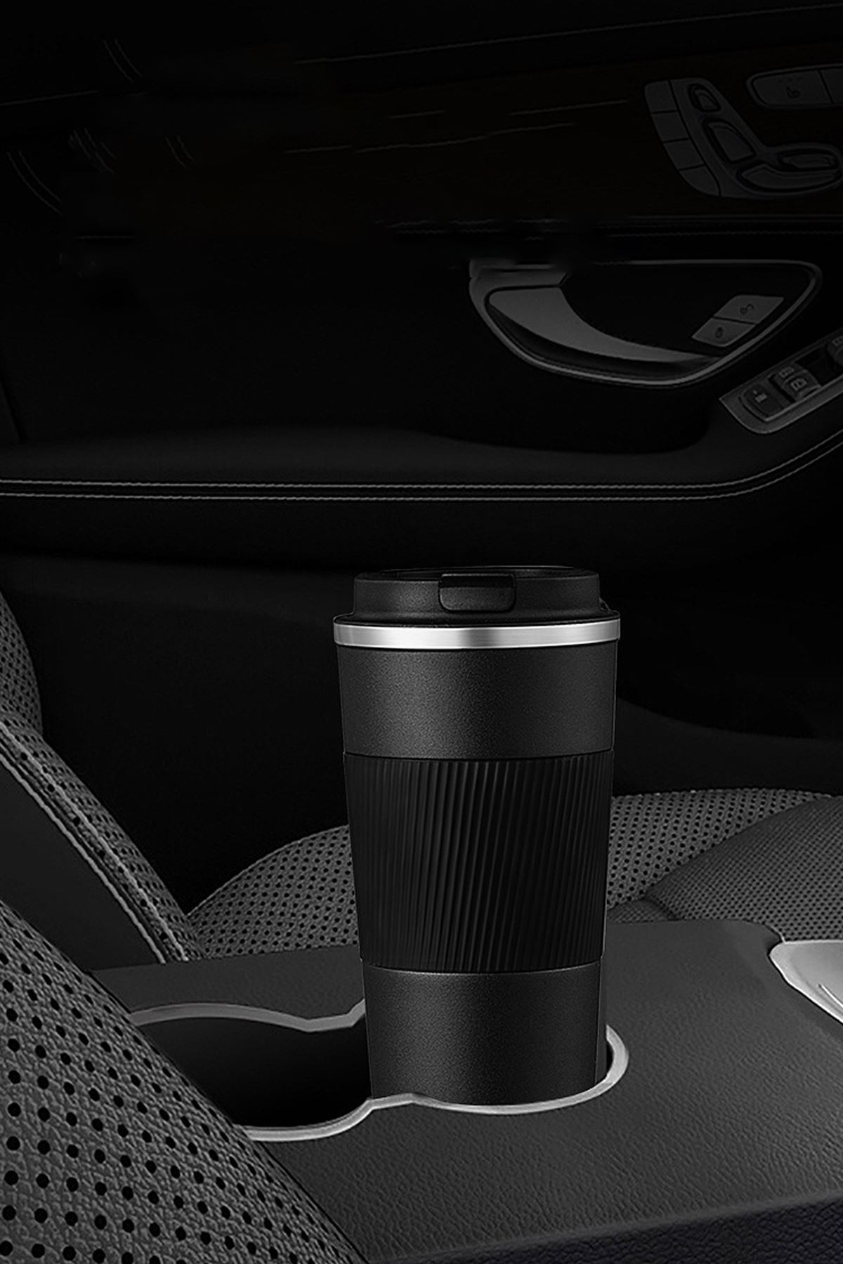 304 L Kilitli Çelik Mat Siyah 510 ml Kahve Termos Mug cin405sy