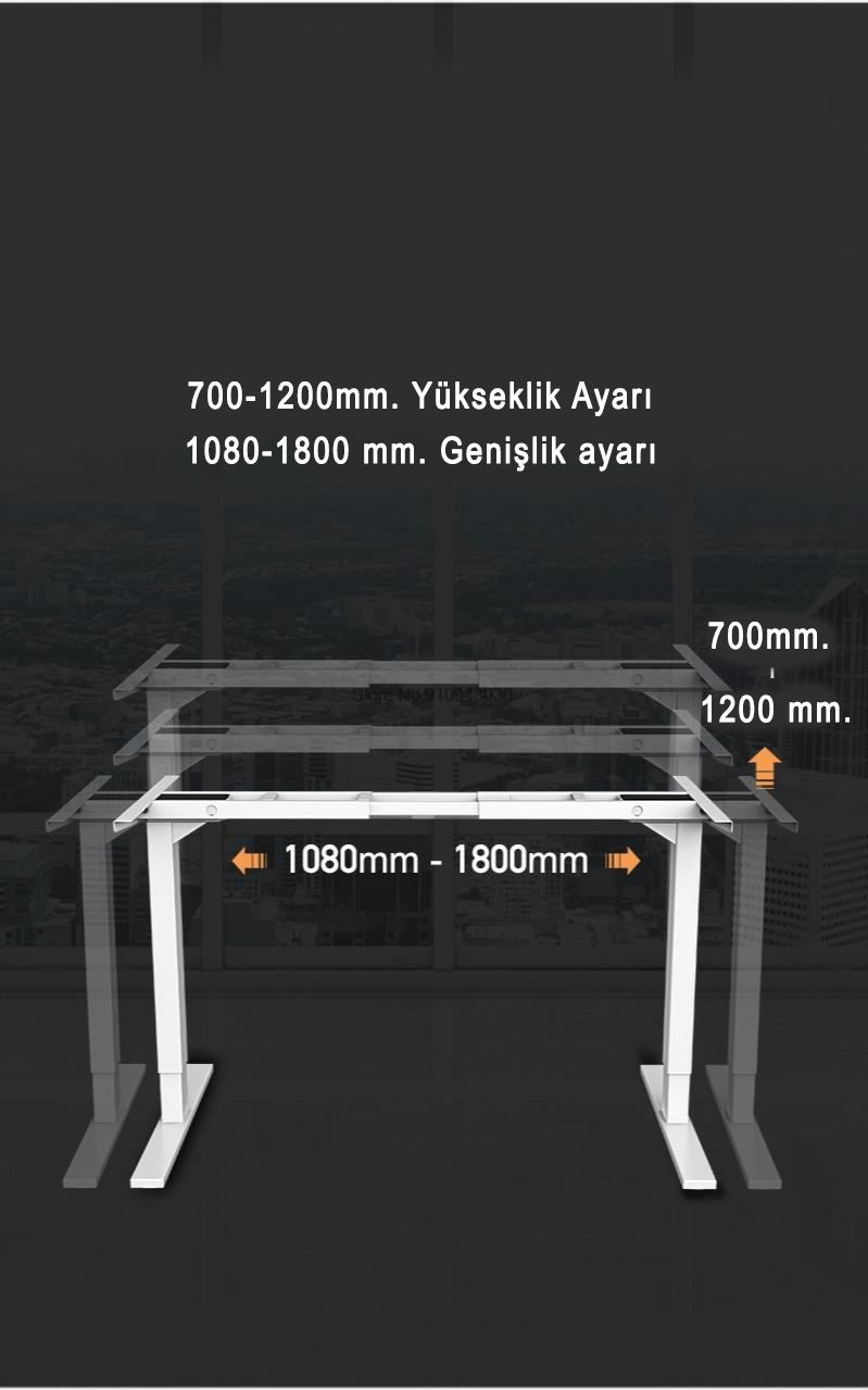 Bibus Beyaz Çift Motor Elektrikli Yükseklik Ayarlı Masa Mekanizması r12by