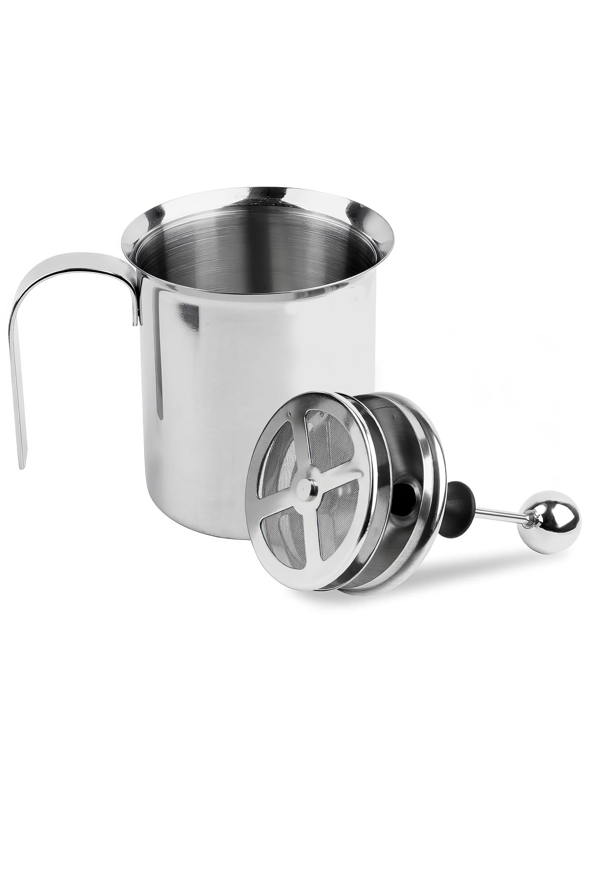 304 Çelik 500 ml Manuel Presli Kahve Süt Köpürtme Potu Sütlük Pitcher mt192
