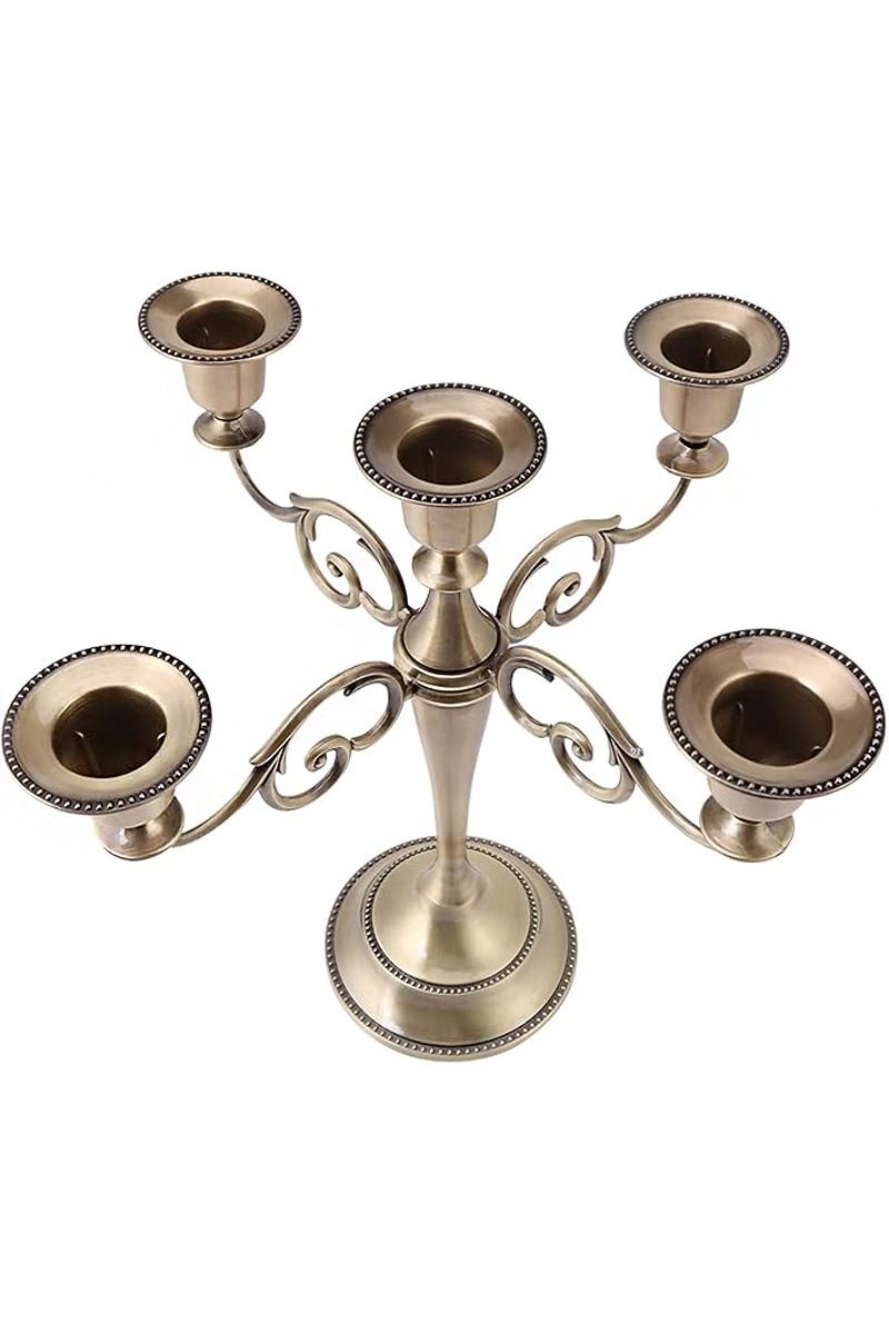 5 Gözlü Metal Retro Şık Restoran Düğün Şamdan Dekoratif Mumluk mt156rt