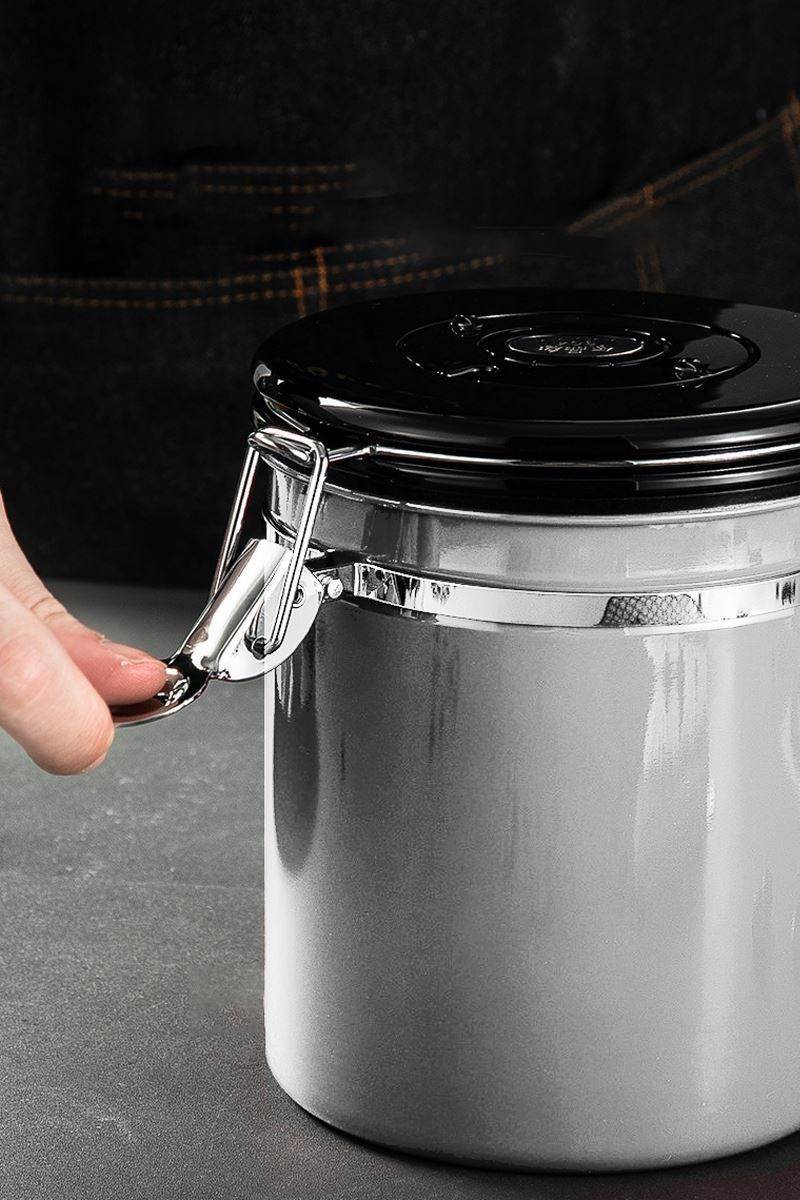 304 Çelik 1400 ml Kelepçeli Kahve Çay Saklama Kabı Kiler Depolama Kavanozu mt117