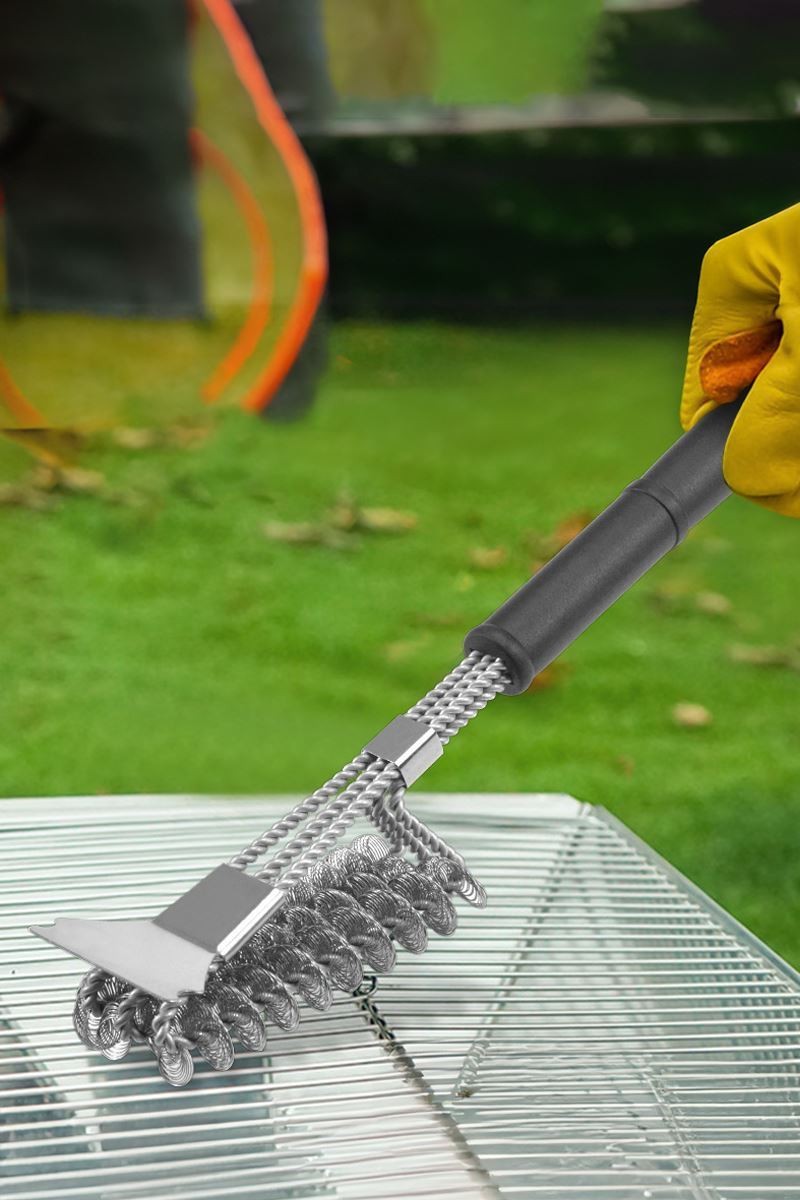 2 Taraflı Uzun Mangal Izgara Barbekü Temizleme Fırçası cin992