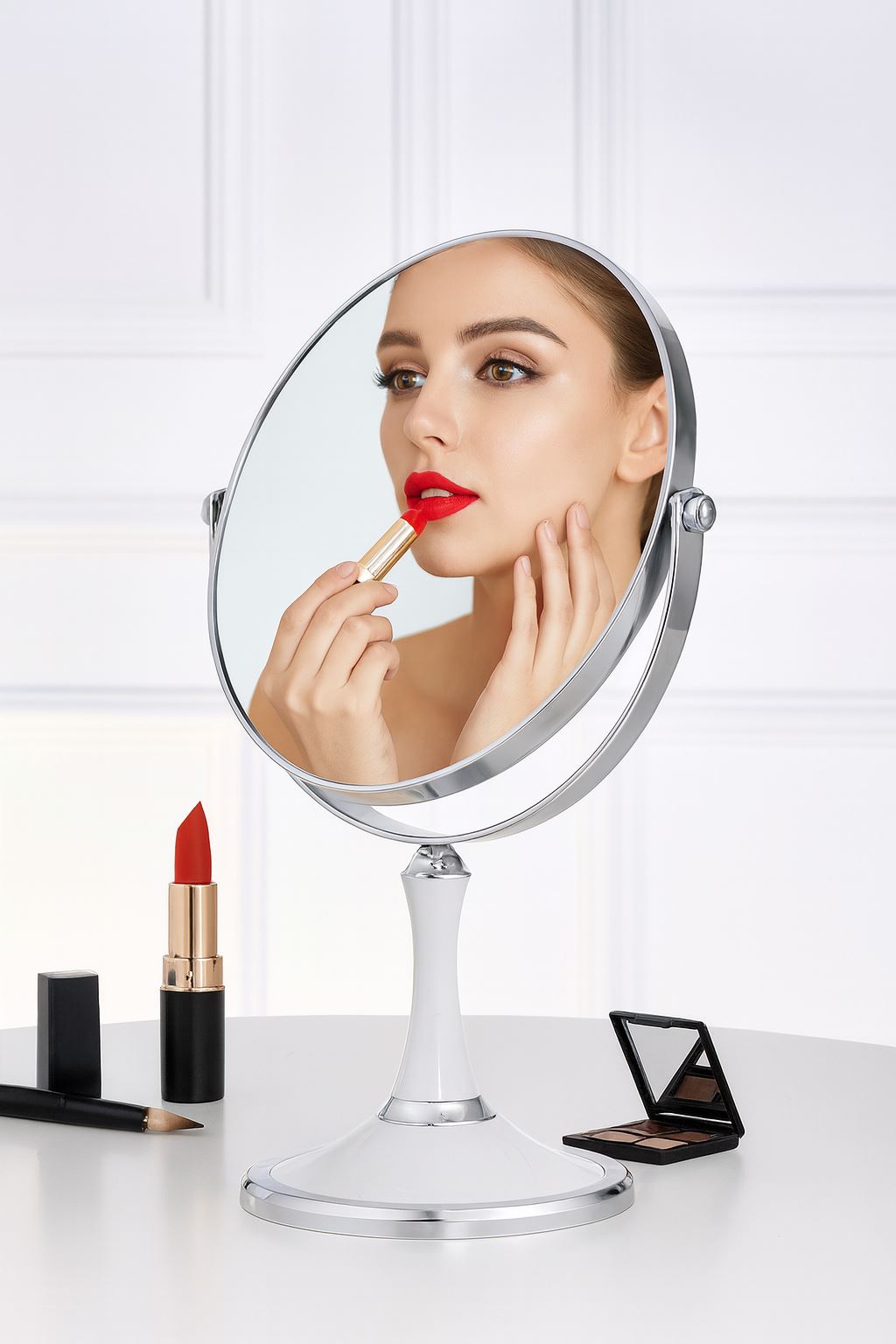 Masa üstü Beyaz Çift Taraflı Büyüteç ABS Polimer Malzeme Masa Aynası cin720by