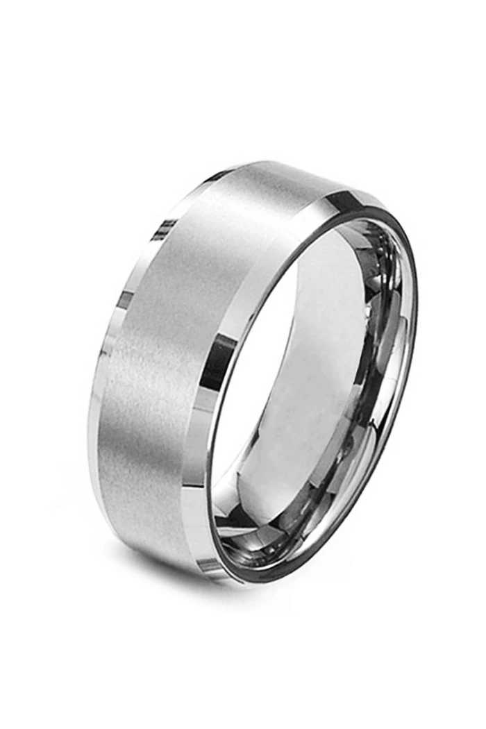 Chavin 6 mm Orta Kısmı Mat Çelik Unisex Yüzük cd76