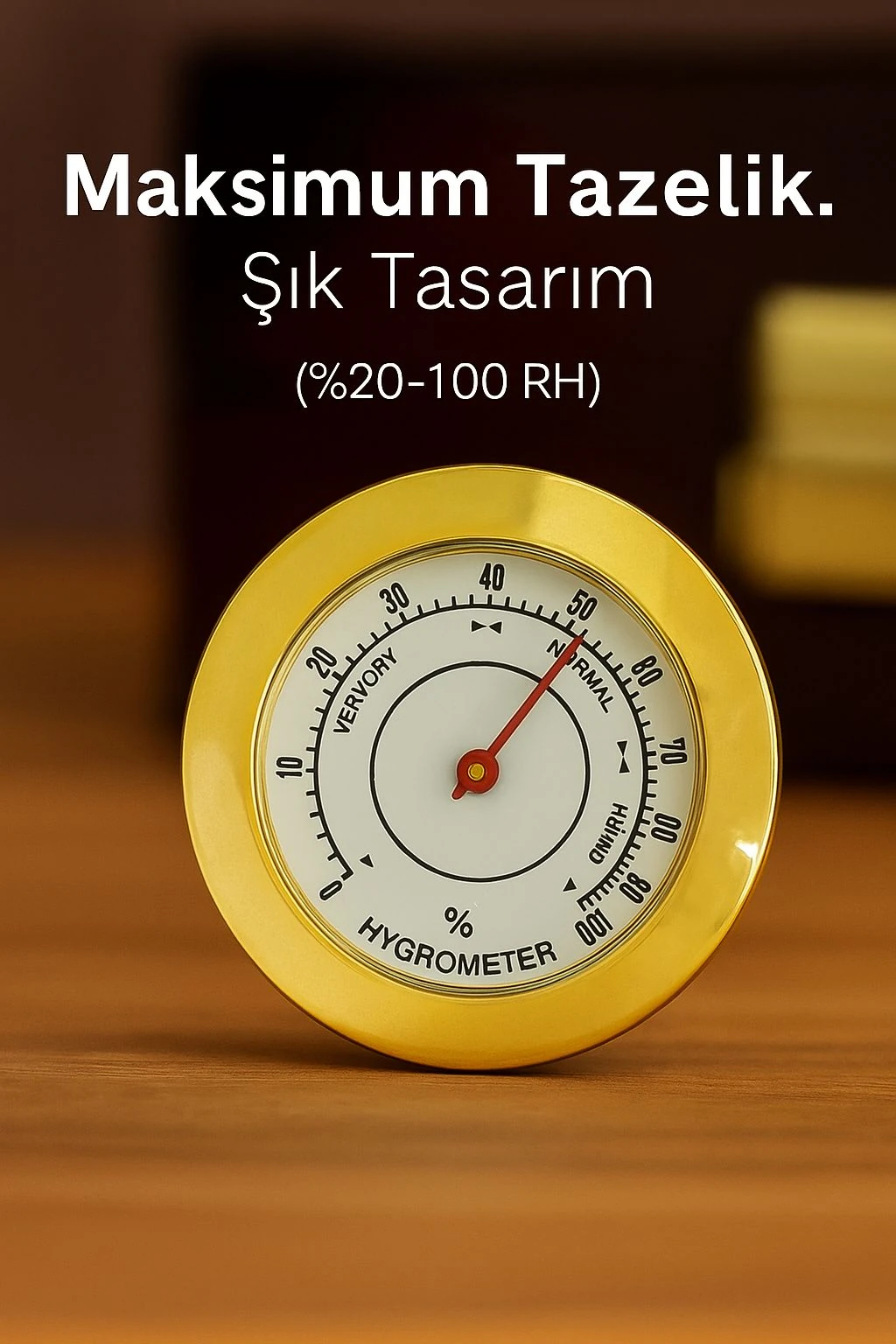 Hygrometer Gold Puro kutusu Saati Nem ölçer Saat thr146x