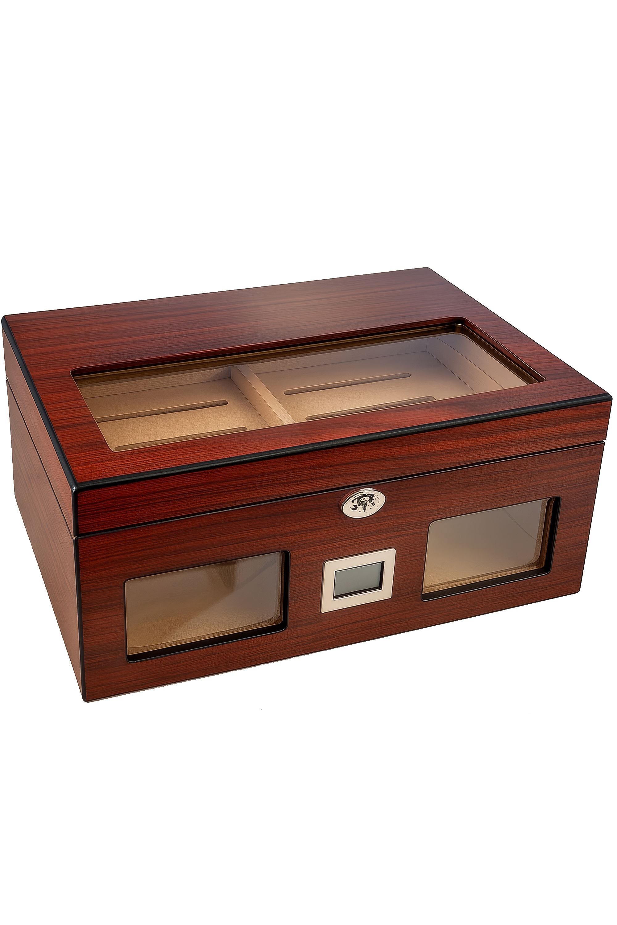 Falconetti Bordo 2 Katlı Camlı Dijital Humidor Puro Kutusu rc59kr
