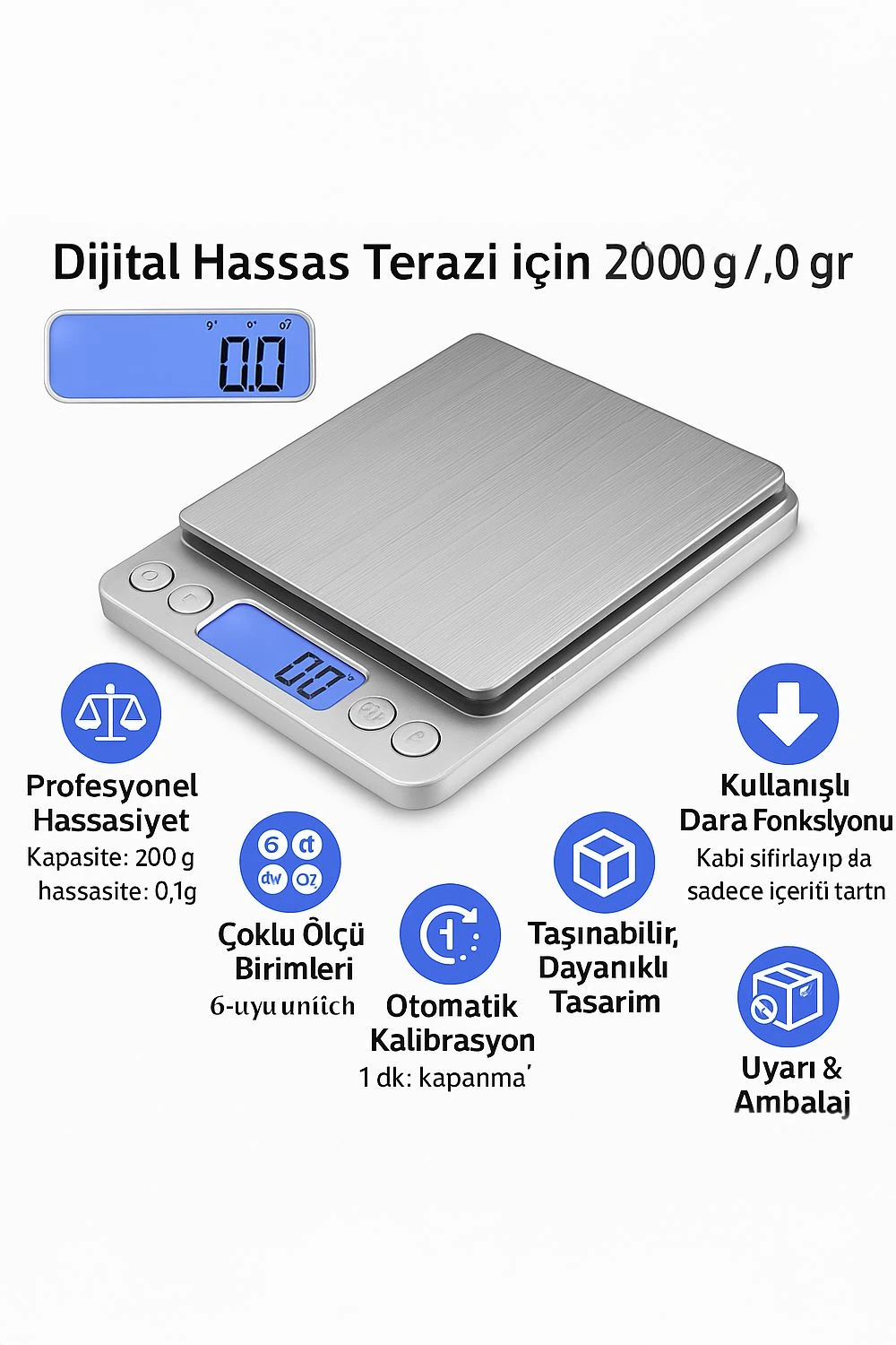 WF Dijital Hassas Terazi 2000 gr. / 0.1 gr. Tartı thr123