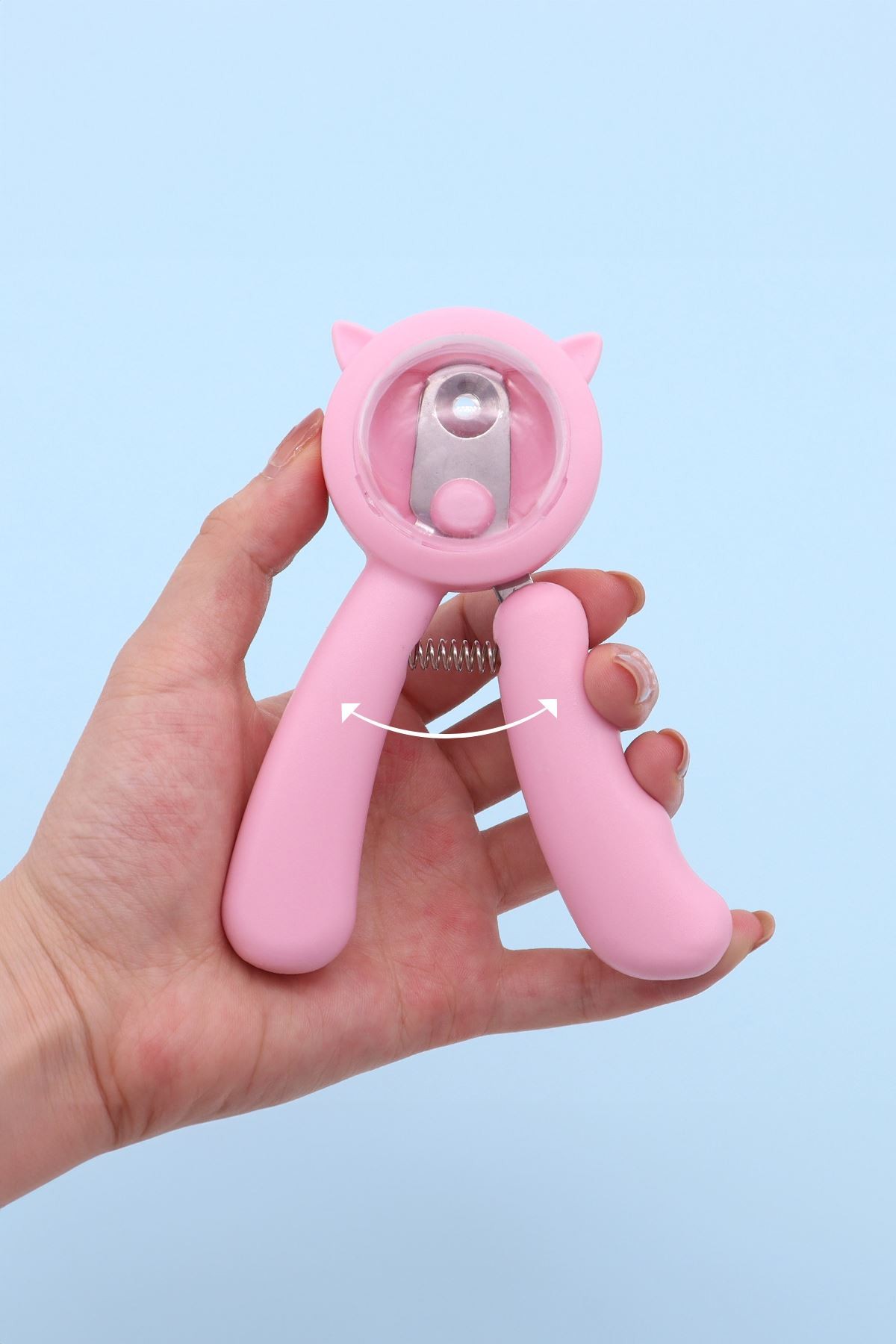 Çelik Pembe Emniyetli Hazneli Kedi Tırnak Makası ve Törpü Set cin823pm