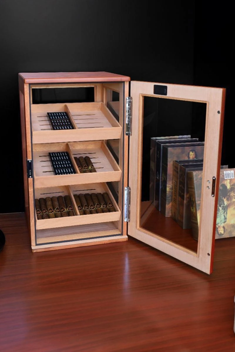 Falconetti Sedir Ağacı 3 Katlı Camlı Özel Humidor Puro Kutusu rd11