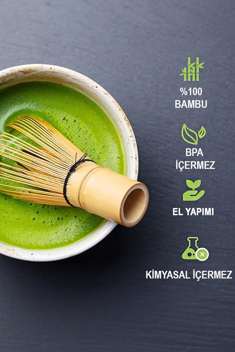 Bambu Matcha Çayı Karıştırıcı Fırça Bamboo Whisk Köpürtücü cin578
