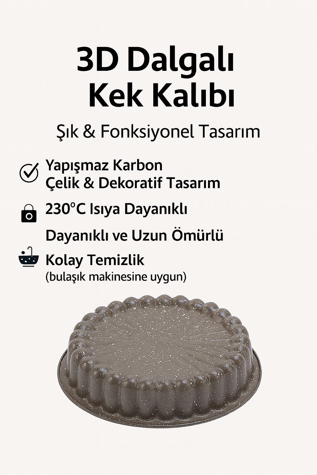 Karbon Çelik 22 cm Yuvarlak Dilimli Tart Turta Kek Kalıbı cin803khv