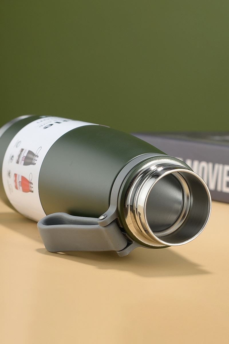 304 L Çelik Koyu Yeşil 850 ml Sıcak Soğuk Vacuum Bottle Matara Suluk cin480ys