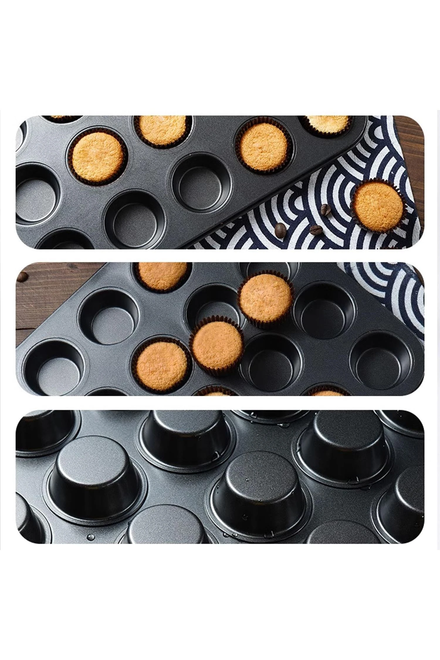 Karbon Çelik 24 lü Muffin Cupcake Kek Pişirme Kalıbı cin801sy