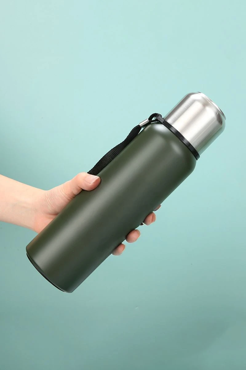 304 L Çelik 1000 ml Yeşil Kamp Piknik Termos 24 Saat Sıcak Soğuk cin492ys