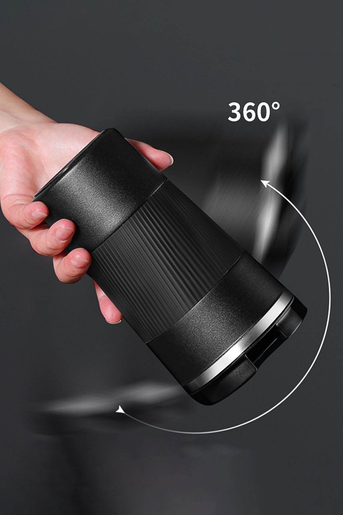 304 L Kilitli Çelik Mat Siyah 510 ml Kahve Termos Mug cin405sy