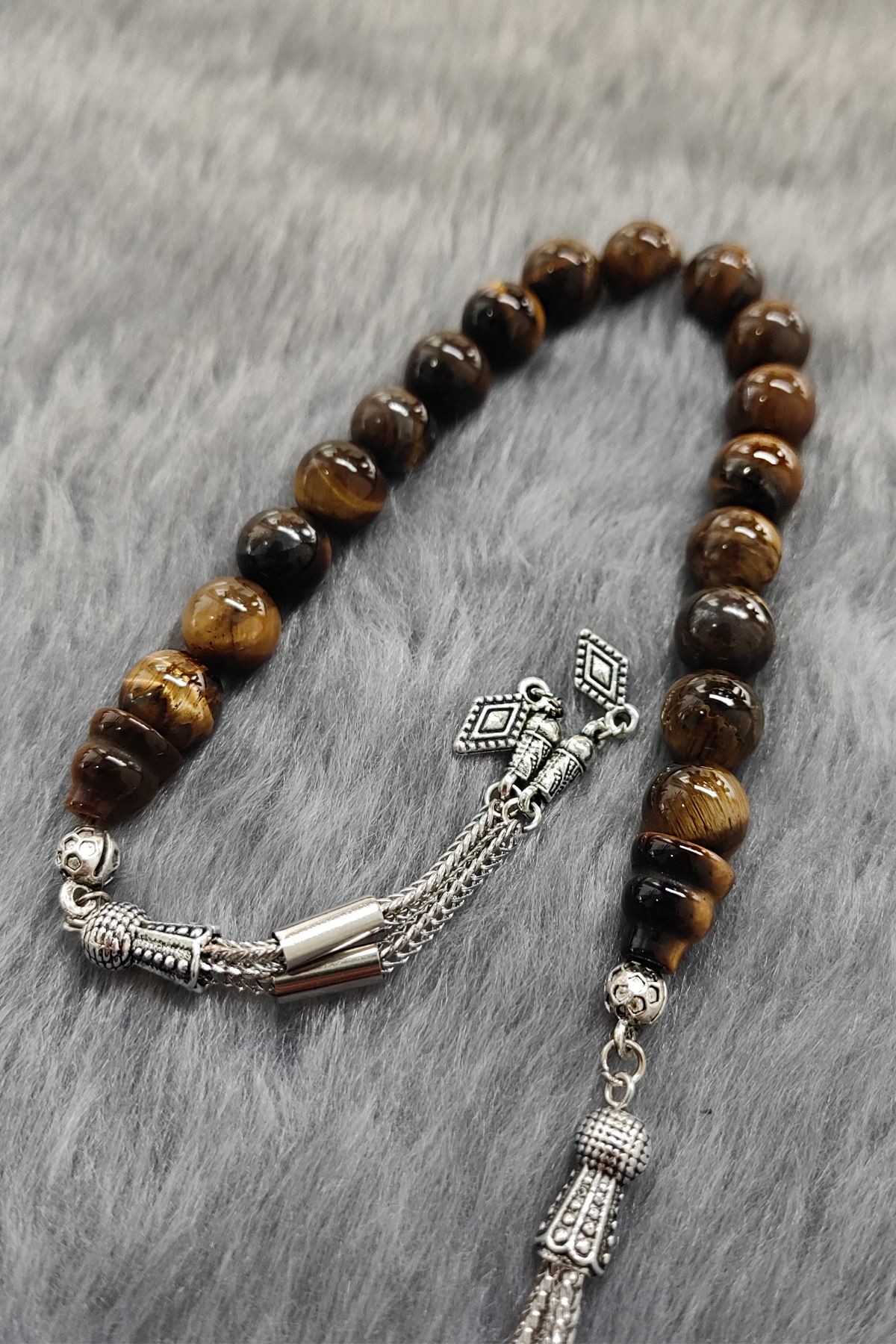 Chavin 10 mm Kaplan Gözü Taşlı Doğaltaş Zaza Tespih ev96