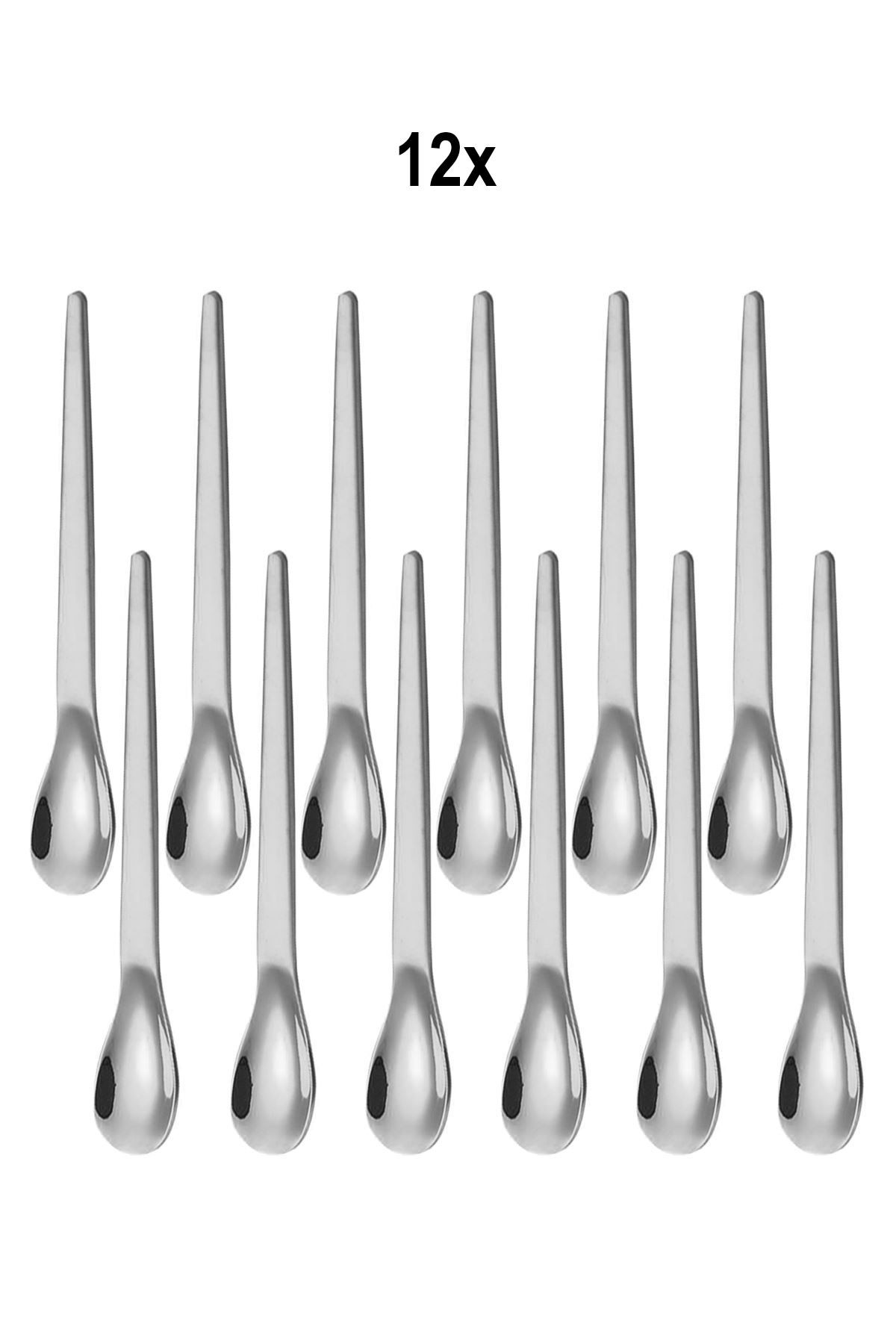 12 Adet Çelik 12,5 cm Gümüş Renk Çay Kaşığı mt162by-12