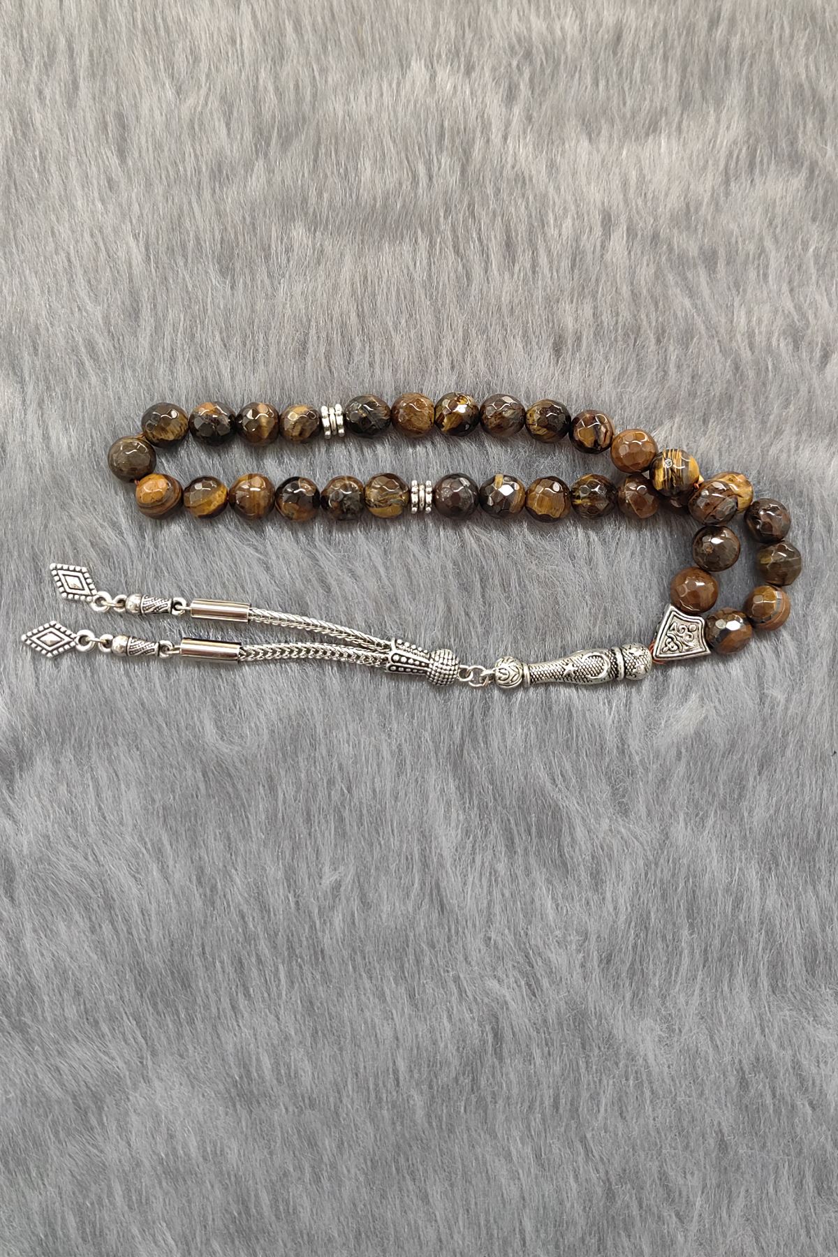 Chavin 8 mm. Faset Kesim Kaplan Gözü Taşlı Doğaltaş Tespih ev93