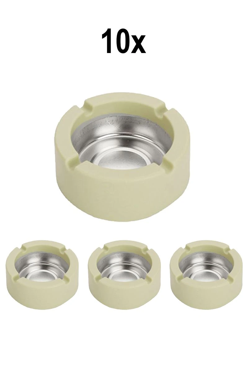 10 Adet Çelik 9 cm Yeşil Kafe Restaurant Lokanta Yuvarlak Kül Tablası Küllük 