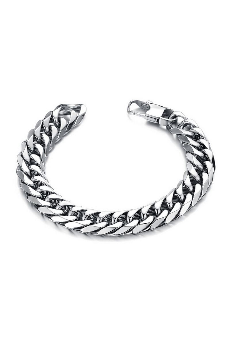 Chavin 8 mm. 20 cm. Gri Çelik Erkek Bileklik dg35