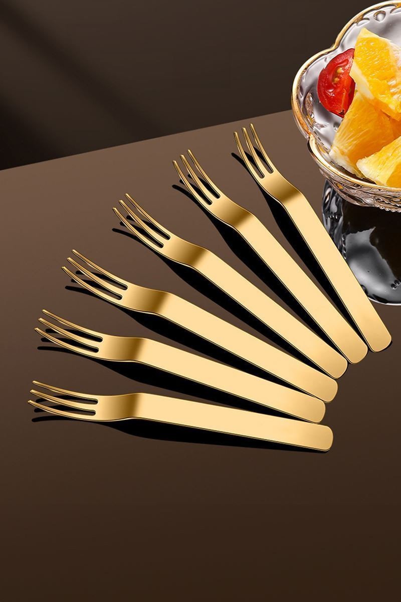 304 Çelik 12 Adet Gold Renk Tatlı ve Meyve Çatalı mt159sr-12