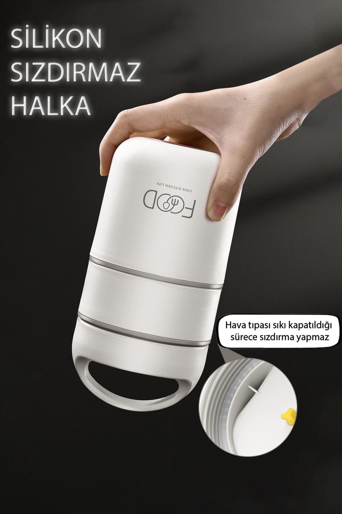 304 Çelik Çift Katlı 680 ml Yemek Mama Saklama Kabı (SICAK TUTMAZ) cin416by