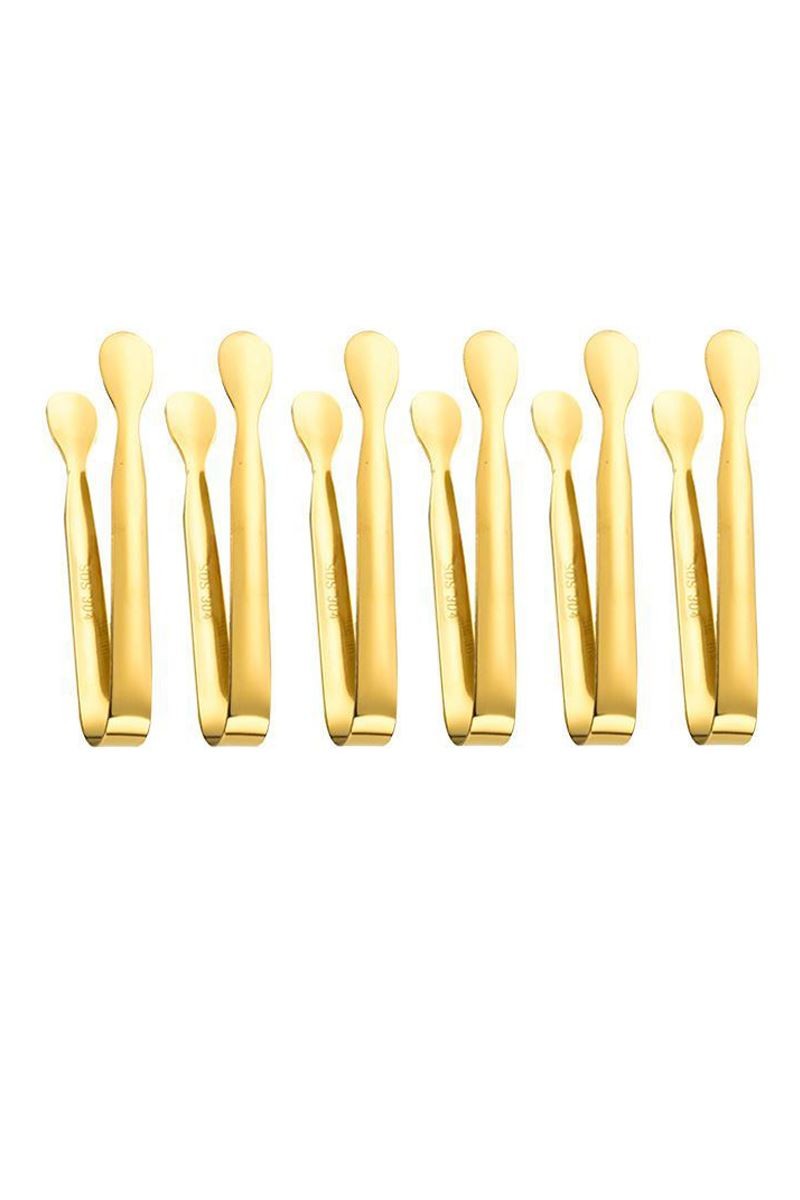 304 Çelik 6 lı Mini Gold 11 cm  Buz Ve Şeker Maşası cin624sr-6