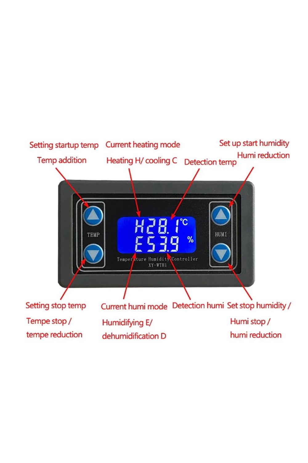 Sıcaklık ve Nem Ölçer Ekranlı Röle Termostat xy-wth1 thr317