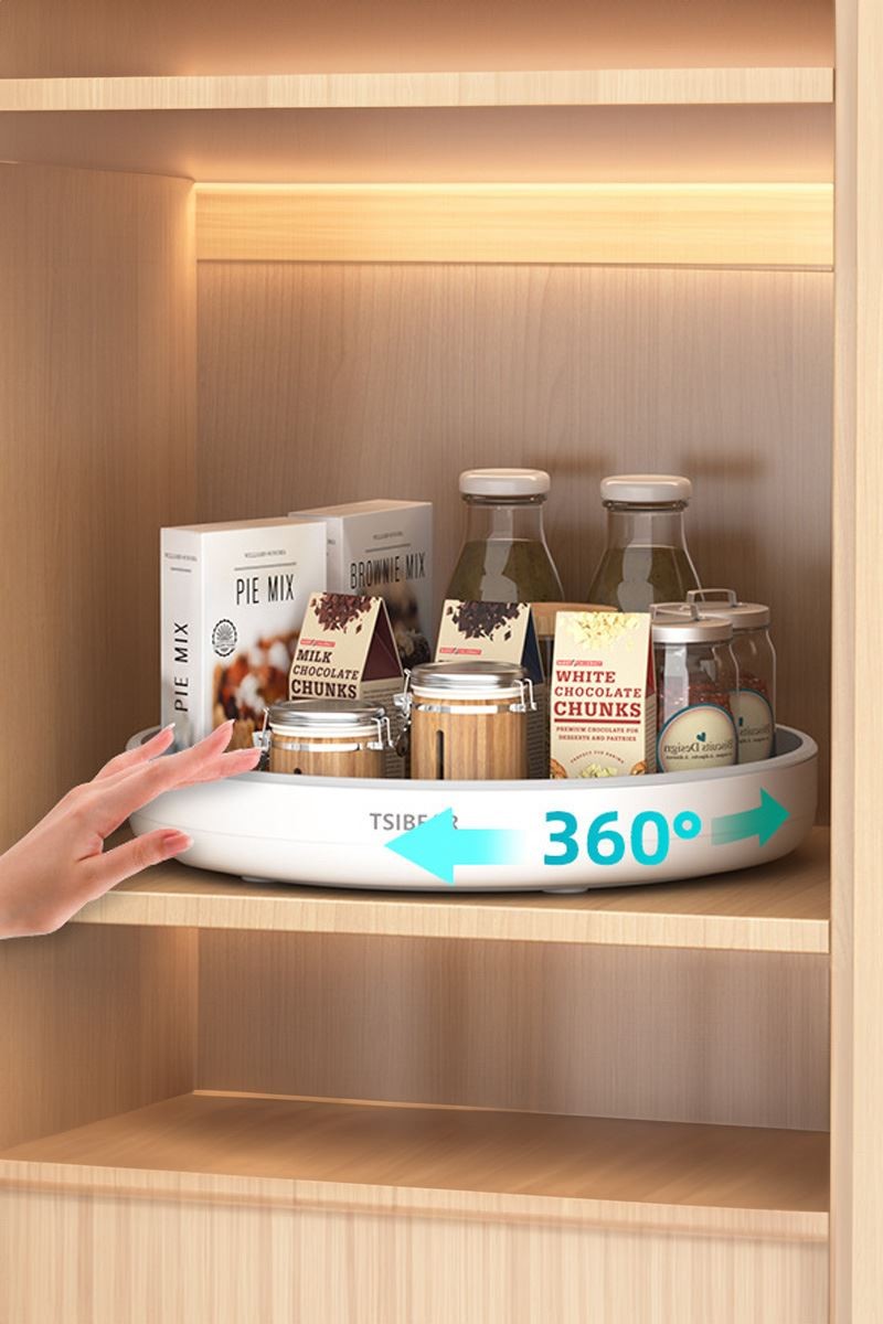 360° Dönen 25 cm Mutfak Kiler Banyo Düzenleyici Döner Raf cin876