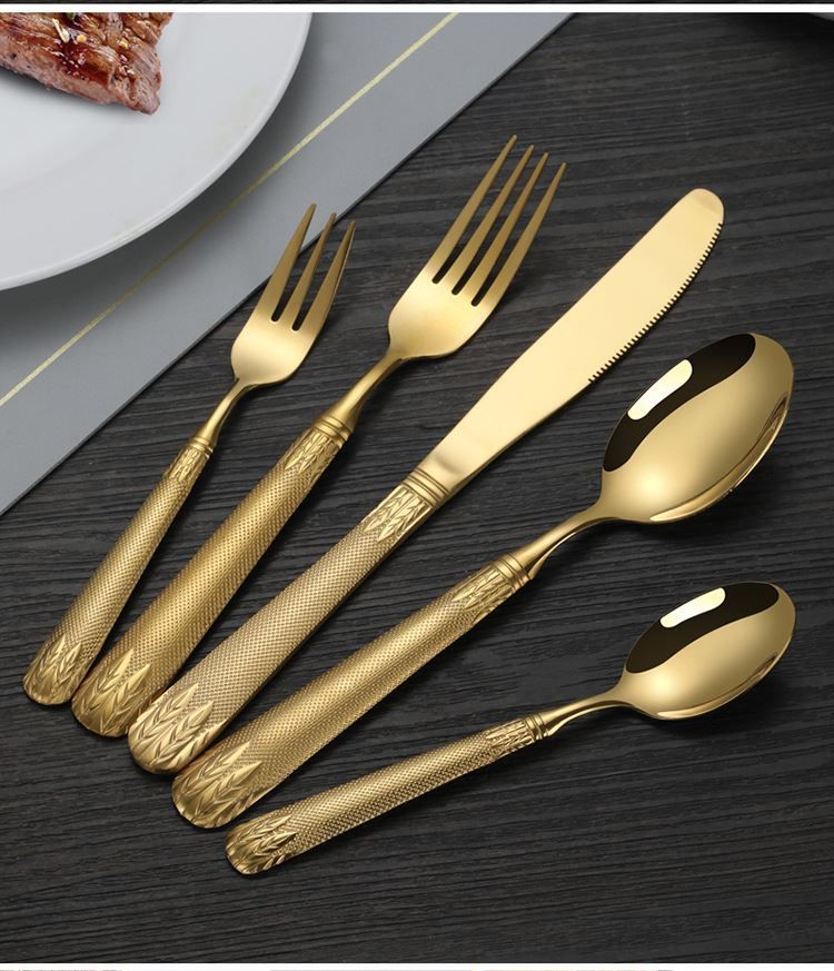 30 Parça 6 Kişilik Gold Çelik Yemek Kaşık Çatal Bıçak Seti mt226sr