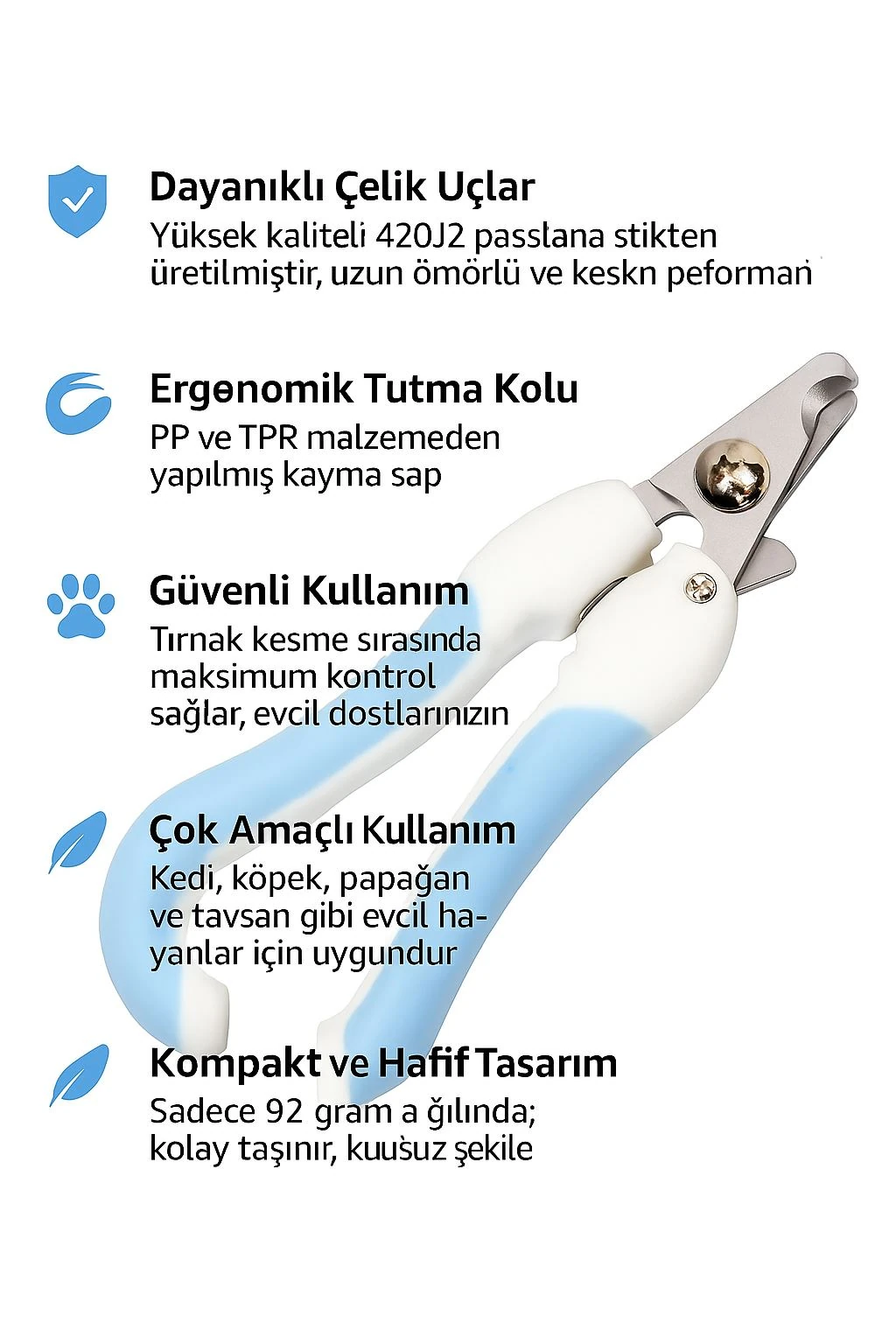 WF Çelik Uçlu Mavi Kedi Köpek Büyük Tırnak Makası cin312mv