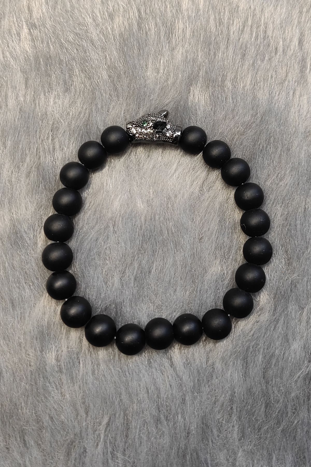 Lastikli Doğal Oniks Taşlı Erkek Bileklik ey41