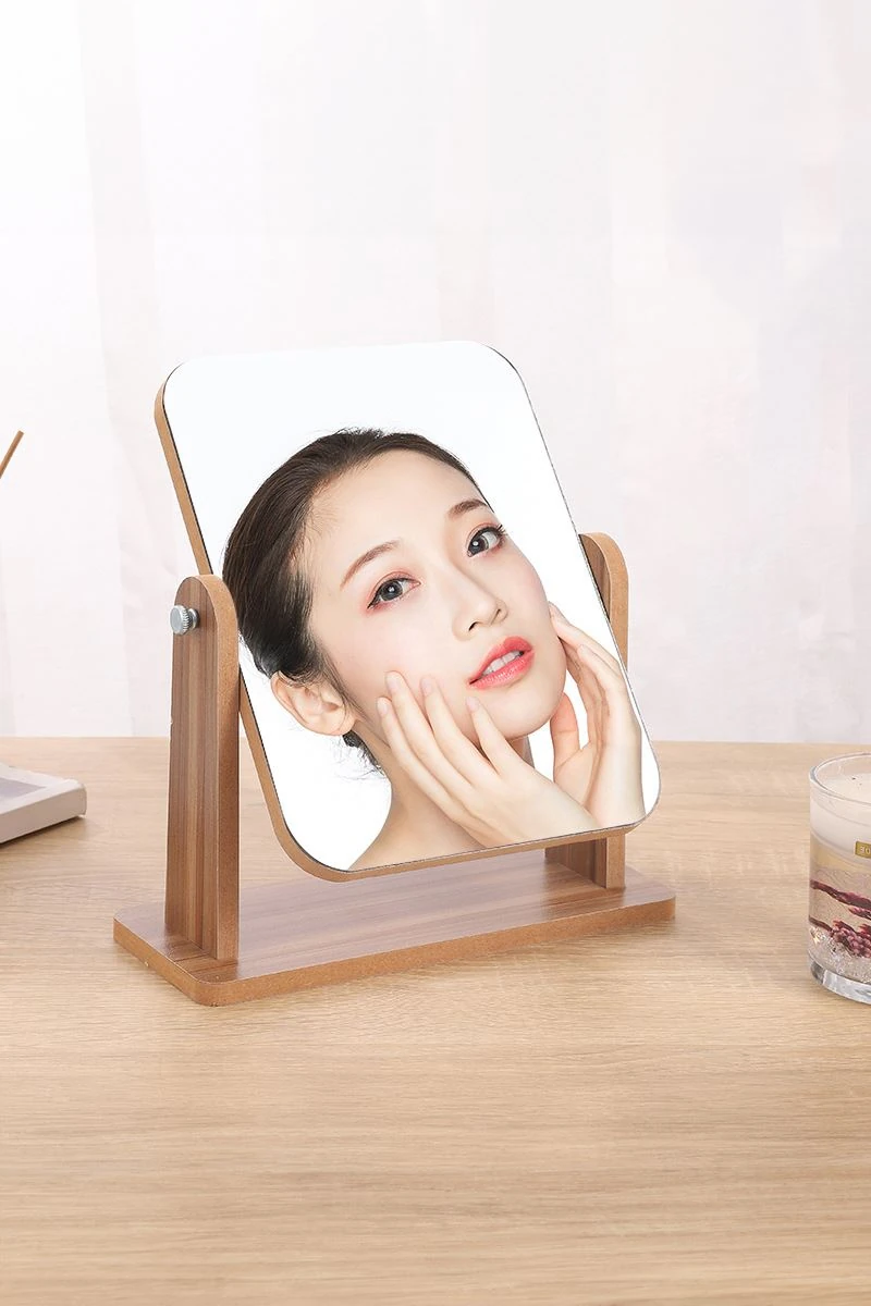 Masa üstü 18 cm Ahşap Tek Taraflı Hareketli Dikdörtgen Masa Aynası cin812