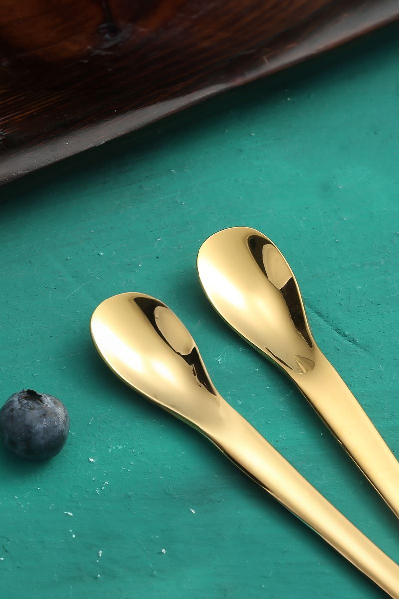 304 Çelik 12 Adet Gold Lüx Modern Çay Kaşığı Kahve Fincan Kaşığı cin581sr-12x